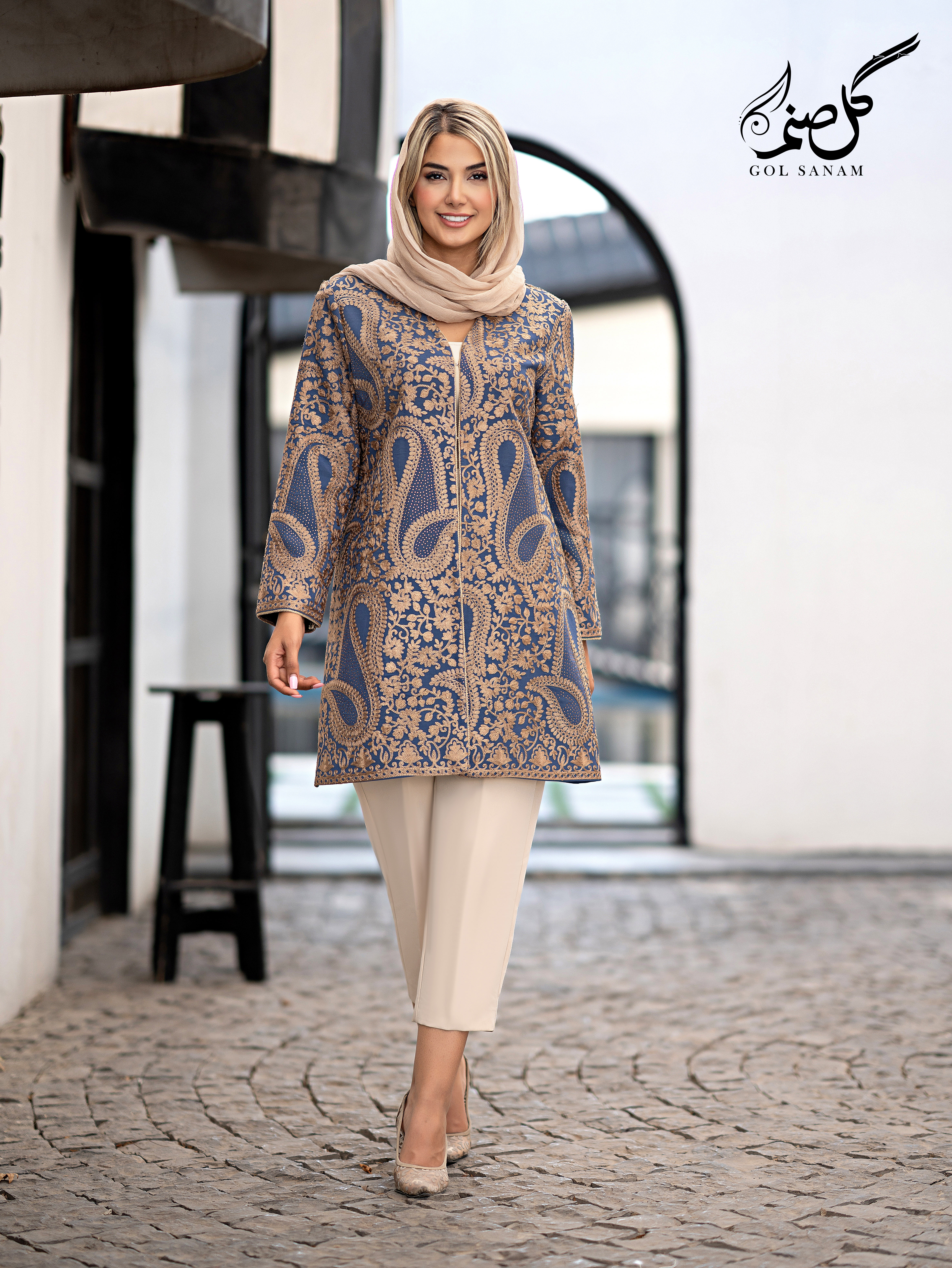 کت حریر سوزندوزی ترمه یقه ۷ (عمده )